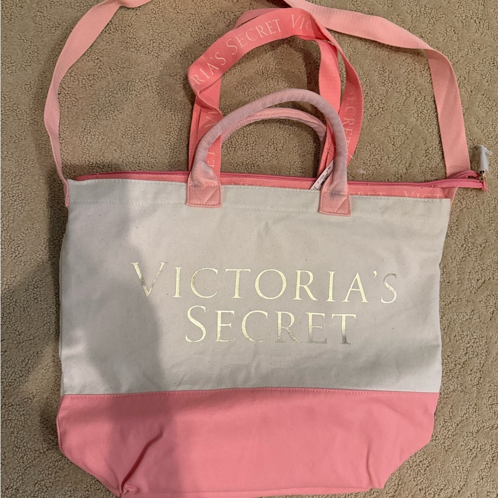 Victoria's Secret Pink and White Tote Bag